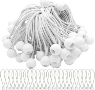 OEM Paquete De 50 Tensores El&aacute;sticos, Cuerdas El&aacute;sticas Con Bolas, Cuerdas El&aacute;sticas Tipo Bungee, Bolas El&aacute;sticas Para Carpas, Tiendas De Campa&ntilde;a, Pancart