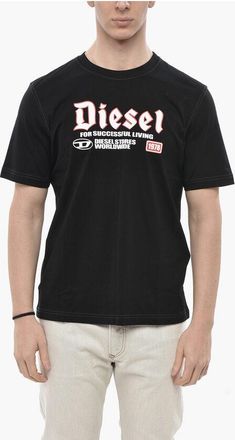Diesel Plain Crew Neck T-Shirt T-ADJUST-K1 With Flocked Print size Xxl