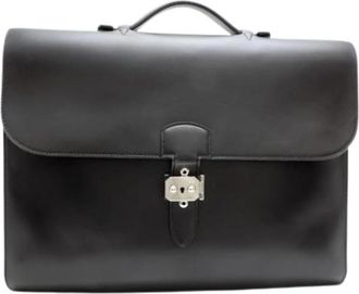 Herm&egrave;s Pre-owned Vintage Aktetas - Heren - Vintage Handtas - Zwart - ONE Size - Vintage