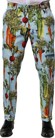 Dolce & Gabbana Vegetable-Print Cotton Trousers - Blue