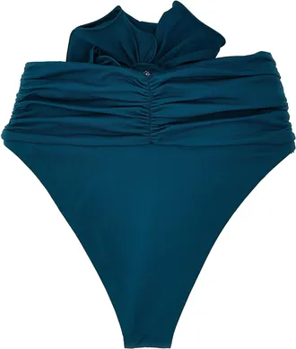 Magda Butrym Ruffled Floral Appliqu&eacute; Bikini Bottom - Teal