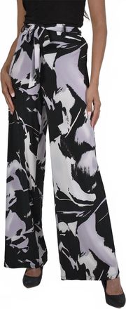 Frank Lyman Design Lyla Abstract Print Palazzo Pant In Lavender And Black