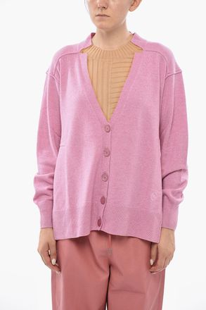 Stella McCartney Cardigan Relaxed Fit in Misto Cashmere con Spacchi Laterali Stella McCartney