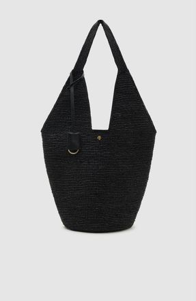 Anine Bing Leah Logo Hobo Bag in Black at Nordstrom