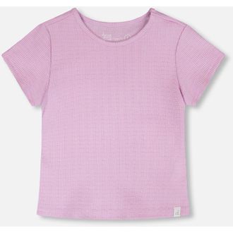 Deux par Deux Relaxed Straight Fit Crinkle Jersey Short Sleeve T-Shirt in Lilac at Nordstrom, Size 18M