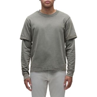Hudson Hybrid Layered Cotton T-Shirt in Stone Grey at Nordstrom Rack, Size Xx-Large