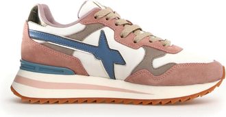 W6YZ Roze Animal Print Sneakers Aw 24 - Dames - Sneakers - Roze - 36 EU - Katoen - Schoenen