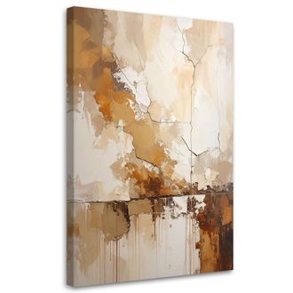 Feeby Cuadro En Lienzo, Abstracci&oacute;n Marr&oacute;n Y Beige, 80x120