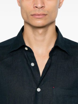 Kiton Linen Chest-Pocket Shirt - Navy
