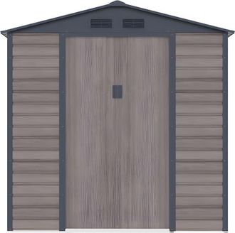 VENTE-UNIQUE.COM Cobertizo de jard&iacute;n acero gris antracita, color natural oscuro