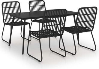 vidaXL 5 Piece Outdoor Dining Set Poly Rattan and Glass vidaXL