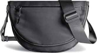 Generic Women Crossbody Bag with Crescent Design, Adjustable Strap Fashion Nylon Folding Crescent Moon Small Sling Chest Bag (Black Gray)