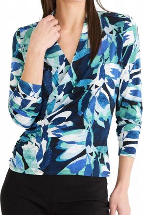 Nic+Zoe Givemy Knit Wrap Top In Green Multi