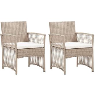 vidaXL Poltrone da Giardino con Cuscini 2 pz Beige in Polyrattan - Vidaxl