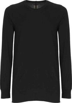 Rick Owens Ronde hals Katoenen Jersey - Heren - Ronde hals truien - Zwart - XL - Katoen - Truien & Vesten