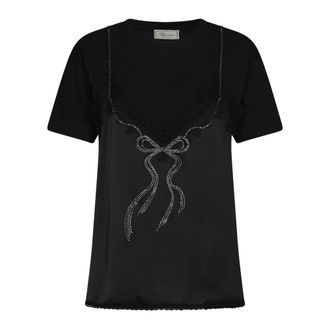 Blumarine T-shirt Girocollo a Costine - - Tops - Donna - Nero - L