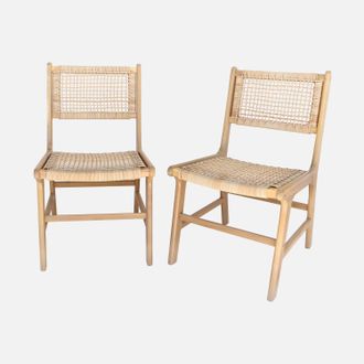 Sweeek Sweeek - Silla De Jard&iacute;n De Ca&ntilde;a Y Madera, Set De 2, Ocara, Beige, 61x51x85 Cm