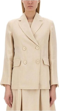 Max Mara Jassen, Dames, Beige, S, Katoen, Laura Double-Breasted Blazer