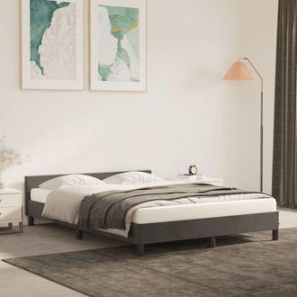 vidaXL Vidaxl - Estructura De Cama Sin Colch&oacute;n Terciopelo Gris Oscuro 140x190cm