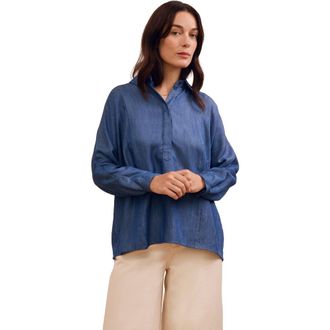 Celtic & Co. Drapey Pop Over Blouse in Denim Blue at Nordstrom, Size 10