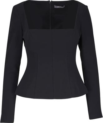 Lela Rose Top met vierkante hals - Zwart