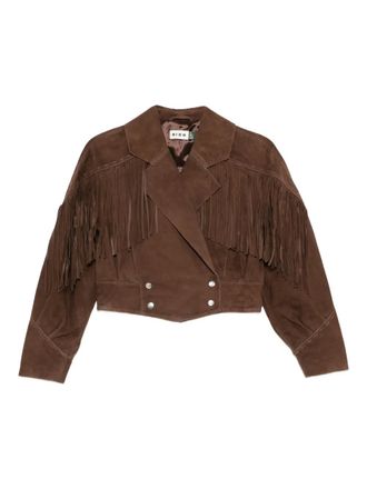 Rixo fringe-detail double-breasted jacket - Marrone