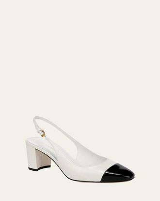 Veronica Beard Cecile Cap-Toe Slingback Pumps