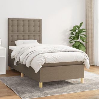 vidaXL Cama Box Spring Con Colch&oacute;n Tela Gris Taupe 80x200 Cm Vidaxl