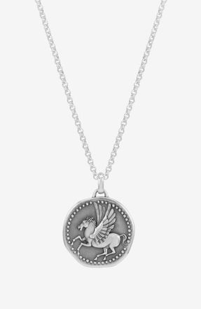 Dower & Hall Mens Overcome and Thrive Pegasus Talisman Necklace in Sterling Silver at Nordstrom, Size 22