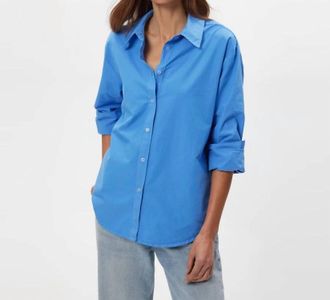 Michael Stars Carson Button Down Shirt In Blue Ribbon