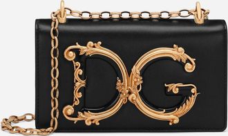 Dolce & Gabbana Dg Girls Phone Bag - Woman Clutches Mini And Micro Bags Black Leather Onesize