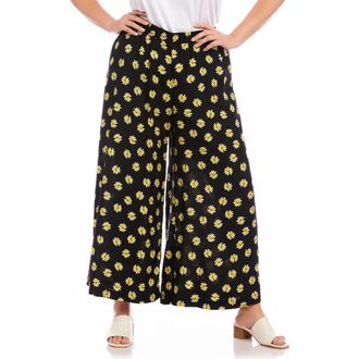 Karen Kane Floral Wide Leg Pants in Black Print at Nordstrom, Size 2 X