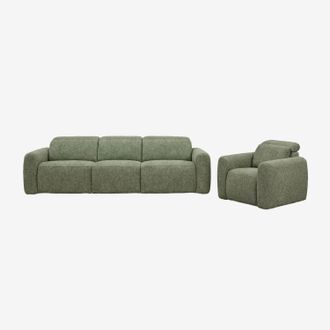 Sklum Conjunto De Sal&oacute;n Con Sof&aacute; De 3 Plazas Reclinable Y El&eacute;ctrico Y Sill&oacute;n Tapizado Peggy Sklum