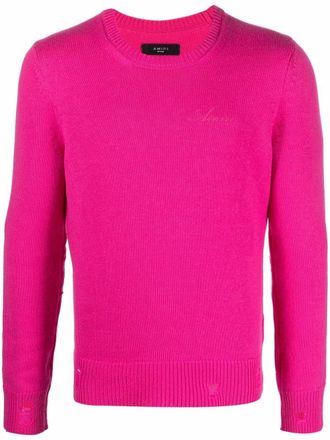 Amiri distressed-effect cashmere jumper - men - Cashmere - M - Pink