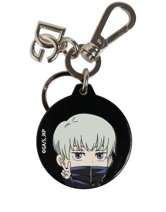 Dolce & Gabbana Black Kaisen Toge Inumaki Charm Metal Keychain Keyring Polyester Zamak Steel Brass