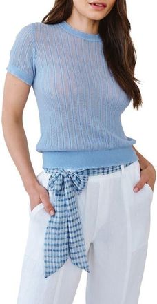 Bella Dahl Pointelle Short Sleeve Sweater in Soft Blue at Nordstrom, Size X-Small