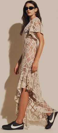 Asos Vestito midi asimmetrico alluncinetto color crema-Bianco
