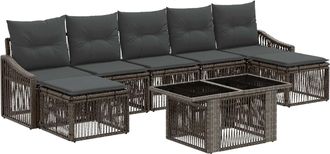 vidaXL Conjunto De Sof&aacute;s De Jard&iacute;n 8 Uds. Gris Y Gris Oscuro Vidaxl