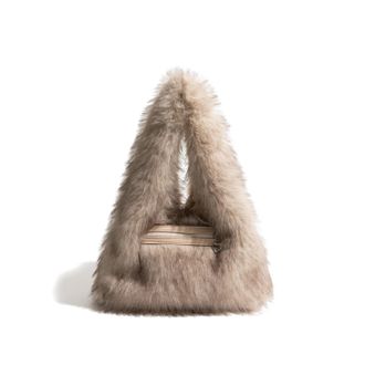 Generic Compatible For Faux Fur Winter Womens Handbags Underarm Bag Warm Purses Women Hand Bags Party Clutch(B)