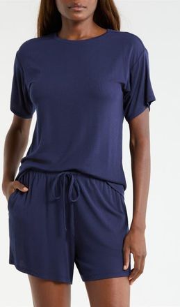 Nordstrom Moonlight Eco Easy Rib Short Pajamas in Navy Peacoat at Nordstrom, Size X-Large