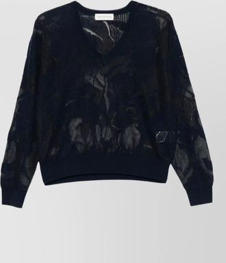 Dries Van Noten lace cotton v neck knit top