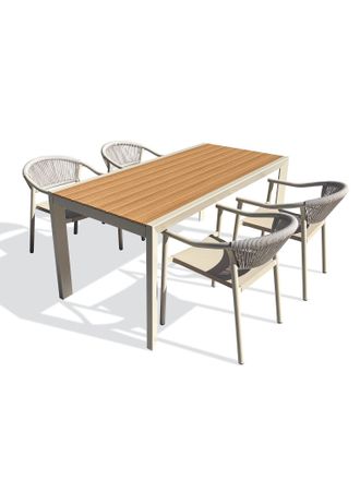 DCB Garden Tonga - Conjunto De Comedor De Jard&iacute;n De Aluminio Para 6 Personas - Antracita - Dcb Garden
