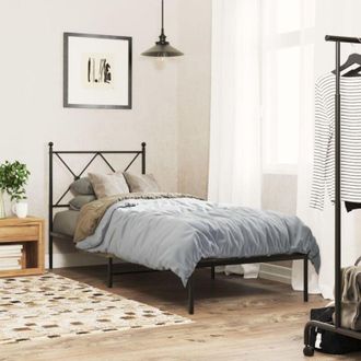 vidaXL Metal Bed Frame without Mattress with Headboard Black 80x200cm Vidaxl