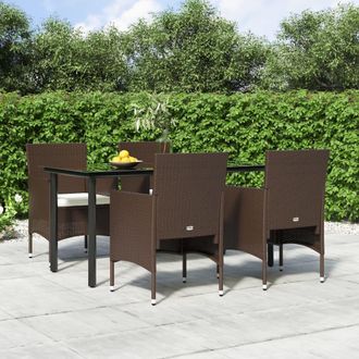 vidaXL Vidaxl - Juego De Comedor De Jard&iacute;n 5 Piezas Con Cojines Marr&oacute;n Y Negro
