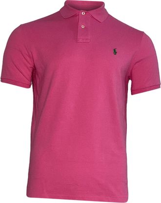 Polo Ralph Lauren Embroidered Polo Shirt in Pink Cotton