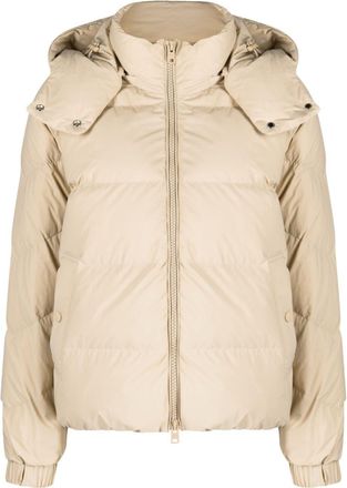 Woolrich hooded puffer jacket - women - Polyester/Polyamide/Recycled Down/Feather - S - Neutrals