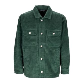 Obey Cord Shirt Jas Velvet Kraag Knoop - Heren - Zomerjassen - Groen - XL - Katoen - Jassen