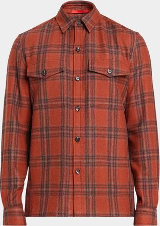 Isaia Men & apos;s Wool Plaid Overshirt