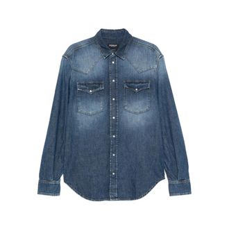 Dondup Western-stijl Shirt - Heren - Spijkeroverhemden - Blauw - L - Katoen - Overhemden