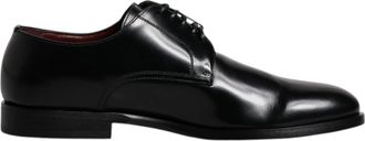 Dolce & Gabbana Zwarte Kalfsleren Derby Veterschoenen voor Formele Kleding